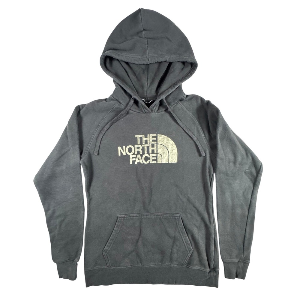 The North Face Hoodie Women Small Grey Gold Logo Pullover NF0A3VI4 Gorpcore - Picture 3 of 10